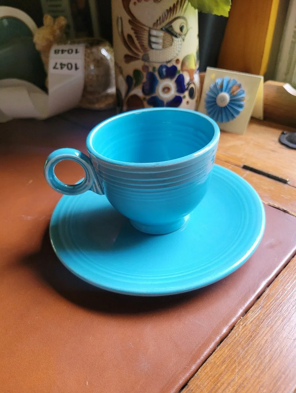 Fiestaware MCM Colorful Dinnerware Cup and Saucer Set Turquoise Or Light Blue